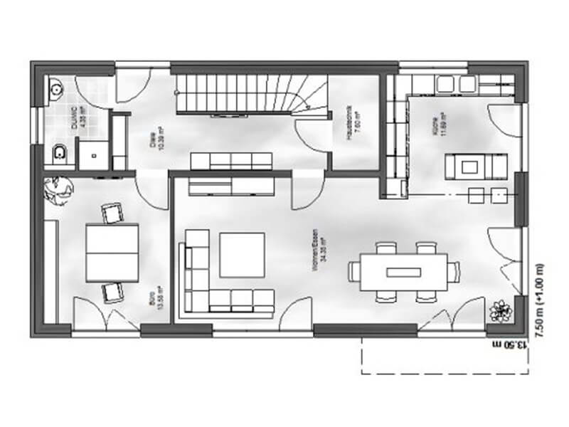 Grundriss eines modernen Hauses